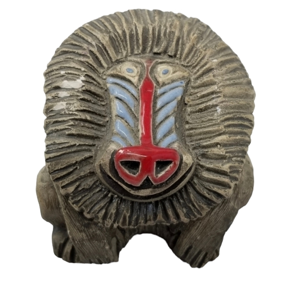 Artesania Rinconada Signed Baboon Figurine Vintage Clay Handmade Pottery Art